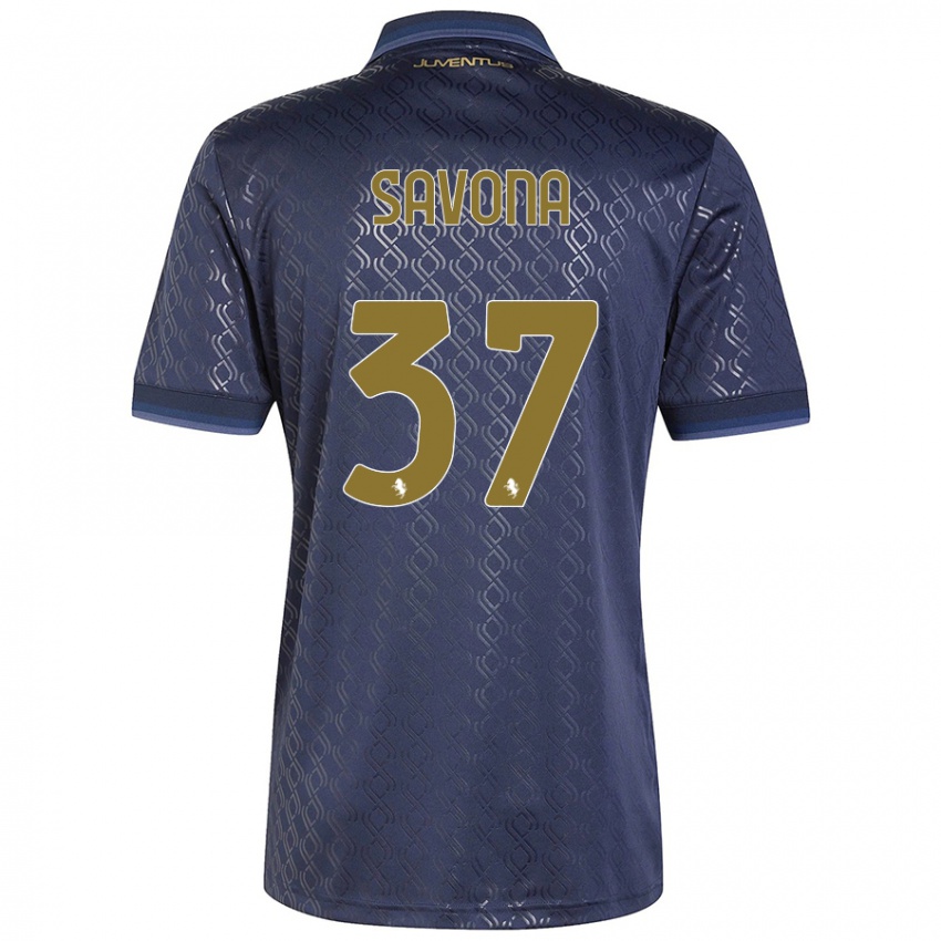 Uomo Maglia Nicolo Savona #37 Blu Navy Kit Gara Third 2024/25 Maglietta