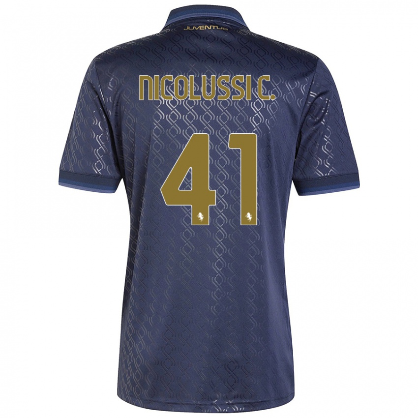 Uomo Maglia Hans Nicolussi Caviglia #41 Blu Navy Kit Gara Third 2024/25 Maglietta