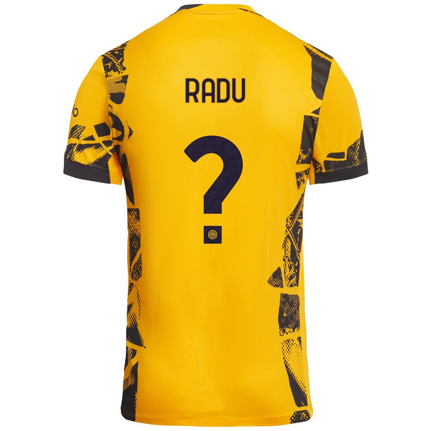 Uomo Maglia Andrei Radu #0 Oro Nero Kit Gara Third 2024/25 Maglietta