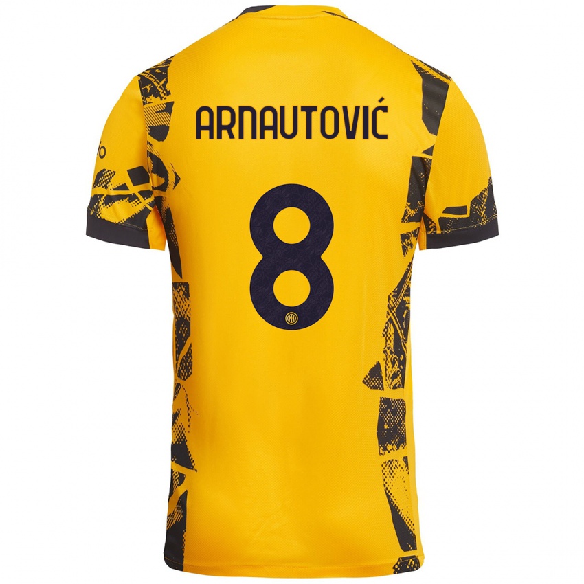 Uomo Maglia Marko Arnautovic #8 Oro Nero Kit Gara Third 2024/25 Maglietta