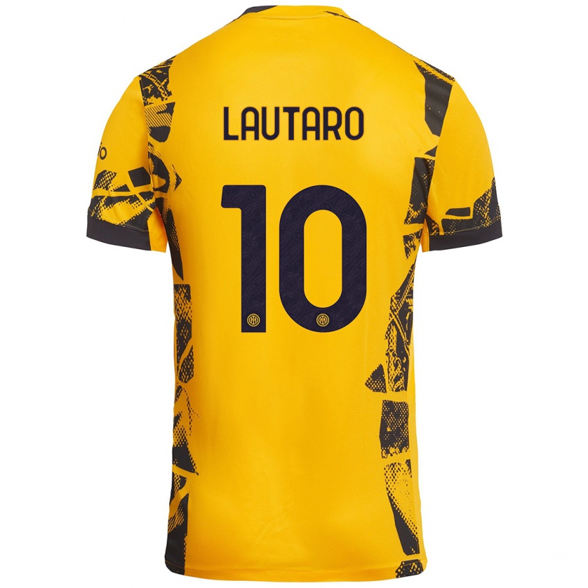 Uomo Maglia Lautaro Martínez #10 Oro Nero Kit Gara Third 2024/25 Maglietta