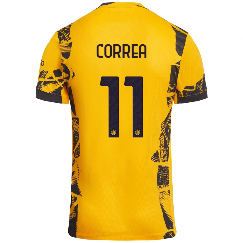 Uomo Maglia Joaquín Correa #11 Oro Nero Kit Gara Third 2024/25 Maglietta