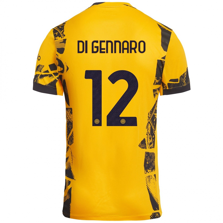 Uomo Maglia Raffaele Di Gennaro #12 Oro Nero Kit Gara Third 2024/25 Maglietta