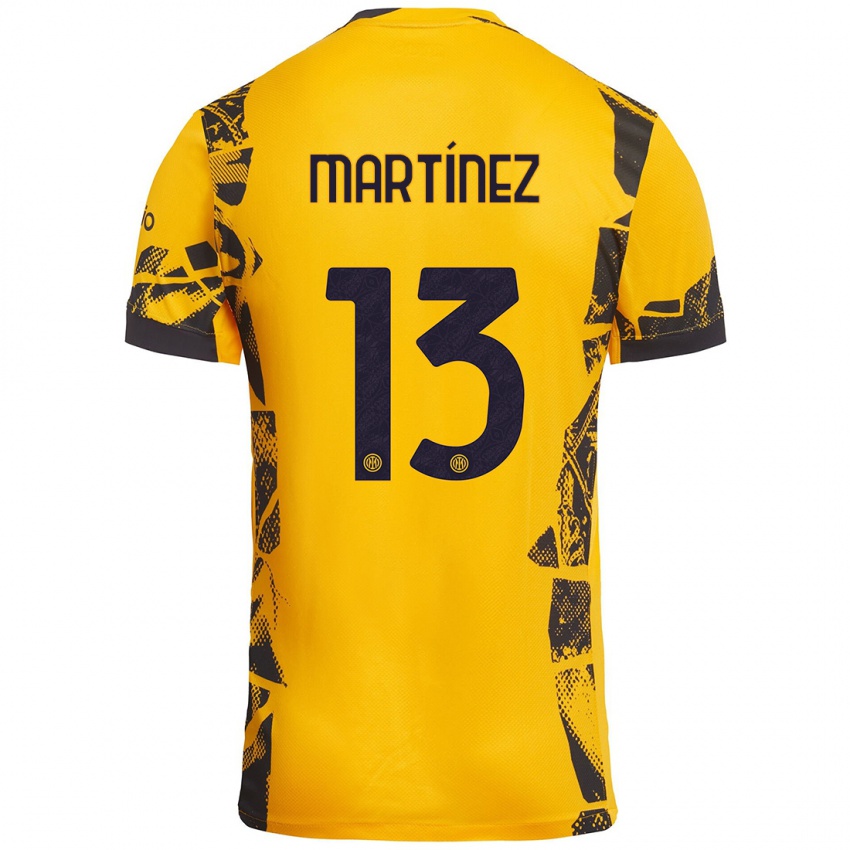 Uomo Maglia Josep Martínez #13 Oro Nero Kit Gara Third 2024/25 Maglietta