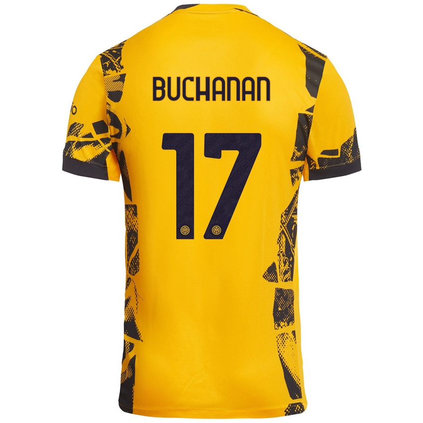 Uomo Maglia Tajon Buchanan #17 Oro Nero Kit Gara Third 2024/25 Maglietta