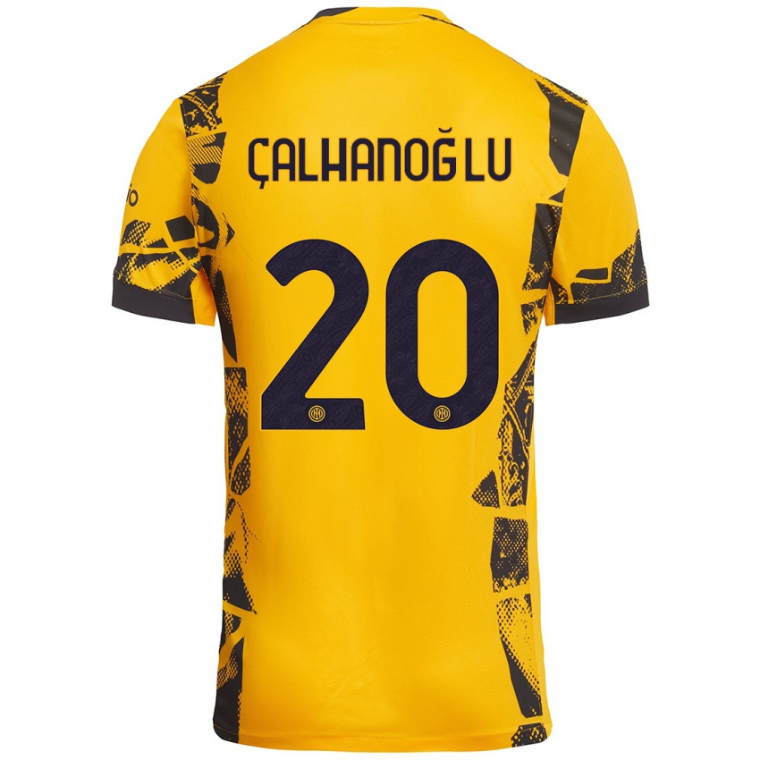 Uomo Maglia Hakan Çalhanoğlu #20 Oro Nero Kit Gara Third 2024/25 Maglietta