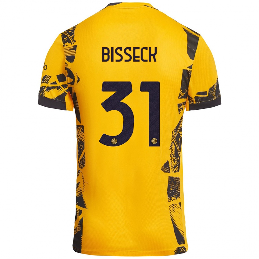 Uomo Maglia Yann Bisseck #31 Oro Nero Kit Gara Third 2024/25 Maglietta