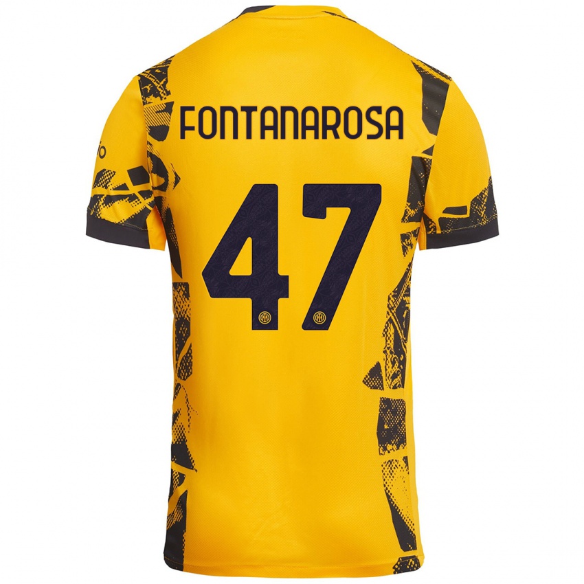 Uomo Maglia Alessandro Fontanarosa #47 Oro Nero Kit Gara Third 2024/25 Maglietta