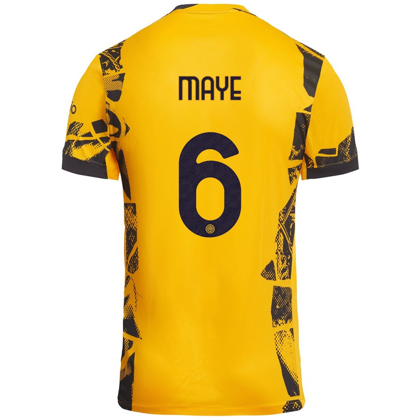 Uomo Maglia Yvan Maye #6 Oro Nero Kit Gara Third 2024/25 Maglietta