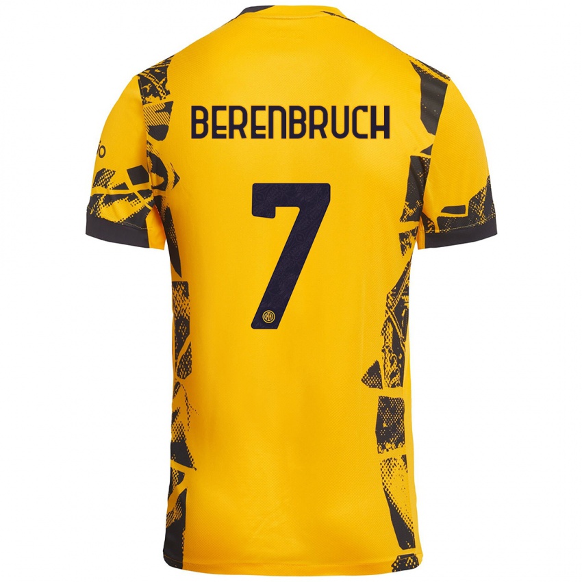 Uomo Maglia Thomas Berenbruch #7 Oro Nero Kit Gara Third 2024/25 Maglietta