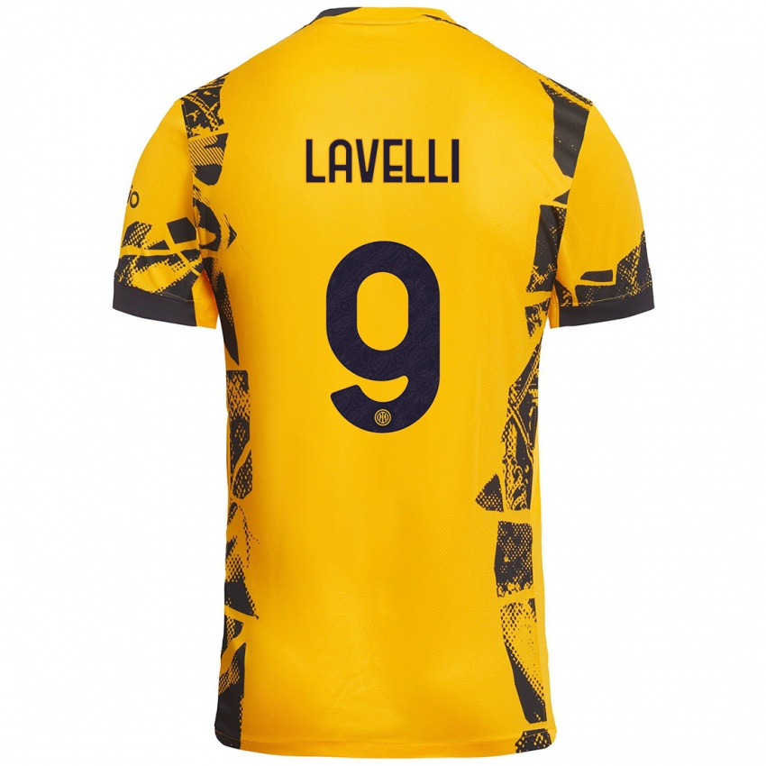 Uomo Maglia Matteo Lavelli #9 Oro Nero Kit Gara Third 2024/25 Maglietta