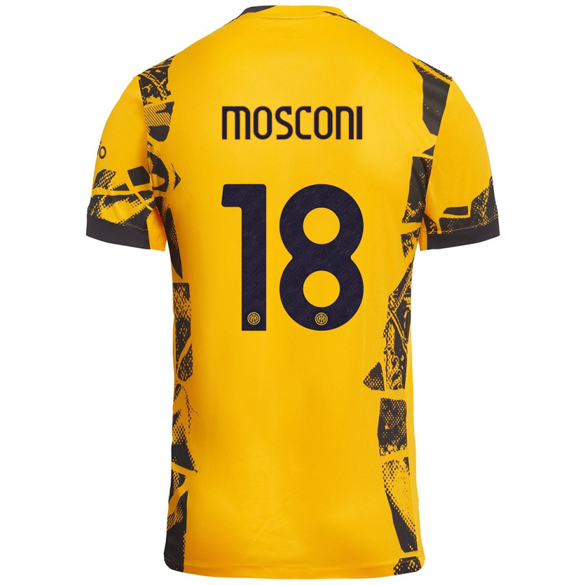 Uomo Maglia Mattia Mosconi #18 Oro Nero Kit Gara Third 2024/25 Maglietta