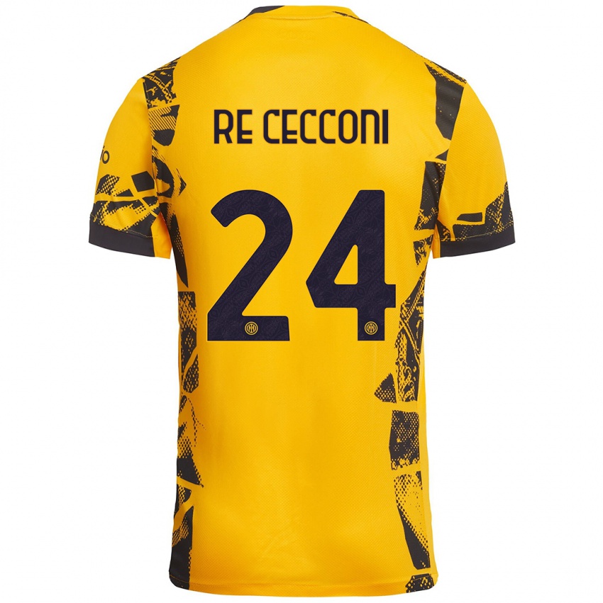 Uomo Maglia Gabriele Re Cecconi #24 Oro Nero Kit Gara Third 2024/25 Maglietta