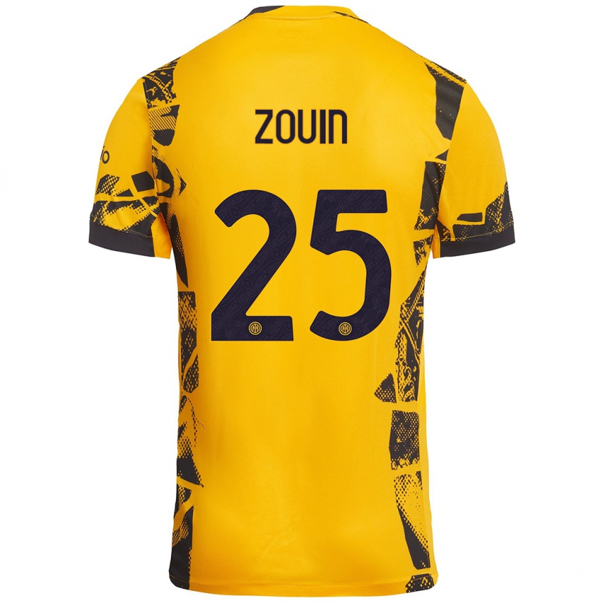 Uomo Maglia Aymen Zouin #25 Oro Nero Kit Gara Third 2024/25 Maglietta