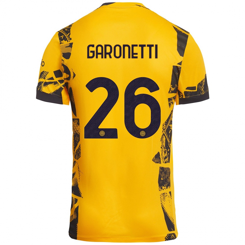 Uomo Maglia Gabriele Garonetti #26 Oro Nero Kit Gara Third 2024/25 Maglietta