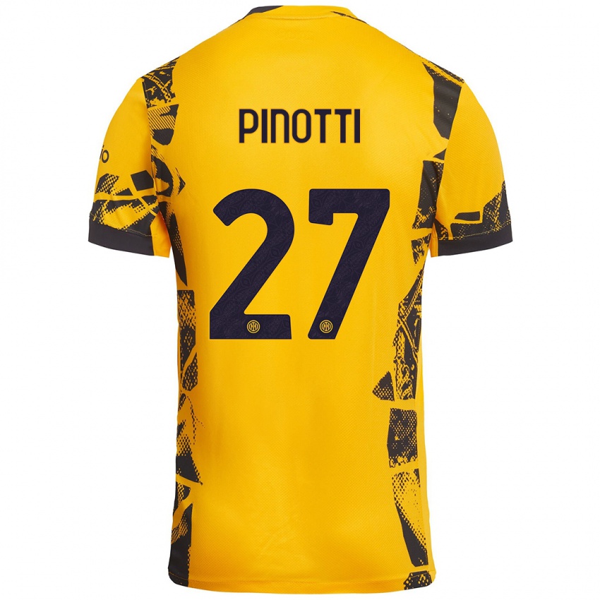 Uomo Maglia Manuel Pinotti #27 Oro Nero Kit Gara Third 2024/25 Maglietta