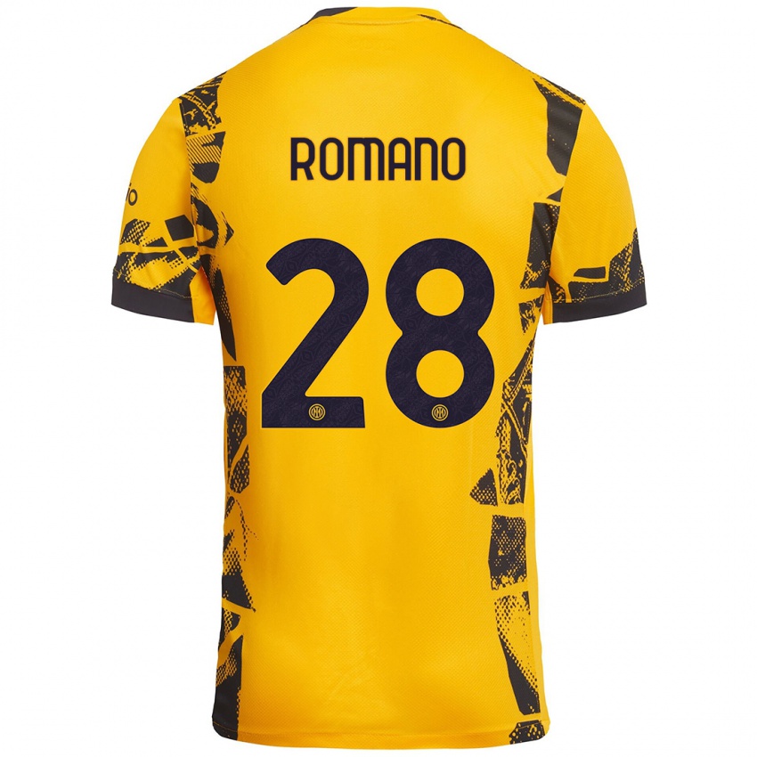 Uomo Maglia Thiago Romano #28 Oro Nero Kit Gara Third 2024/25 Maglietta