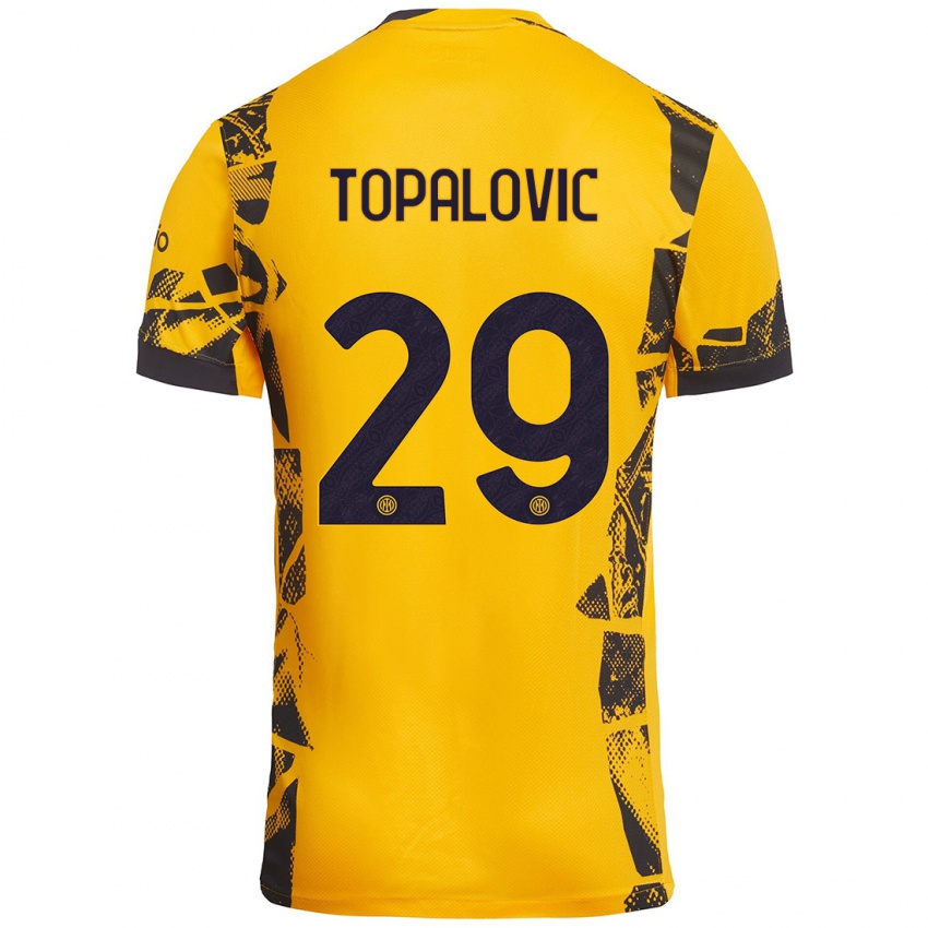 Uomo Maglia Luka Topalovic #29 Oro Nero Kit Gara Third 2024/25 Maglietta