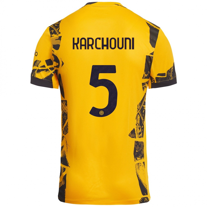 Uomo Maglia Ghoutia Karchouni #5 Oro Nero Kit Gara Third 2024/25 Maglietta