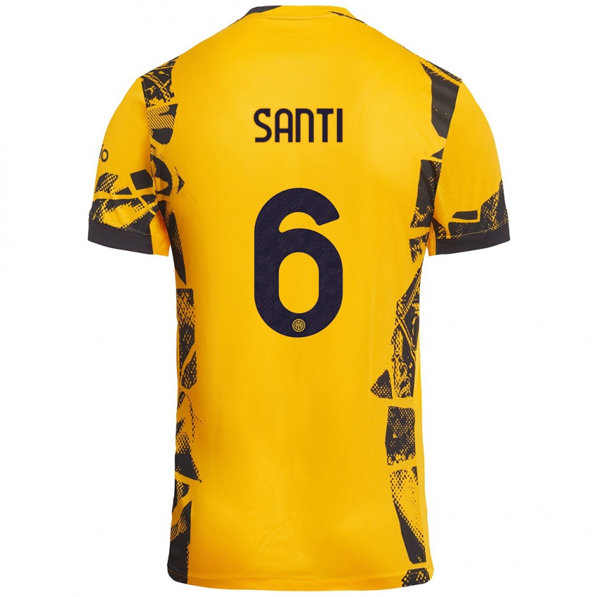 Uomo Maglia Irene Santi #6 Oro Nero Kit Gara Third 2024/25 Maglietta