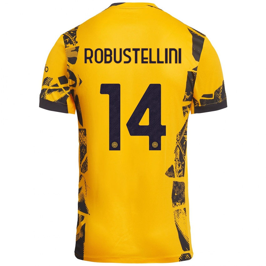 Uomo Maglia Chiara Robustellini #14 Oro Nero Kit Gara Third 2024/25 Maglietta