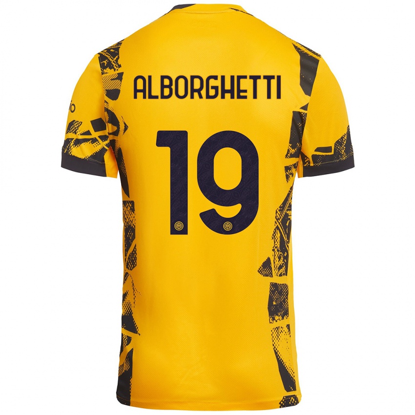 Uomo Maglia Lisa Alborghetti #19 Oro Nero Kit Gara Third 2024/25 Maglietta