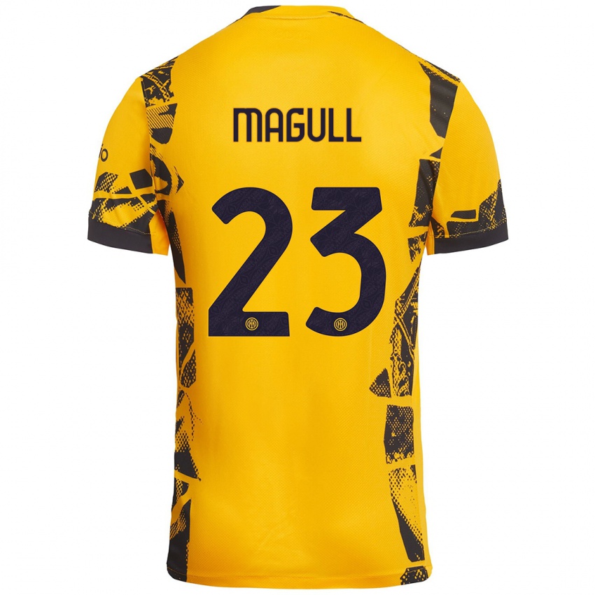 Uomo Maglia Lina Magull #23 Oro Nero Kit Gara Third 2024/25 Maglietta