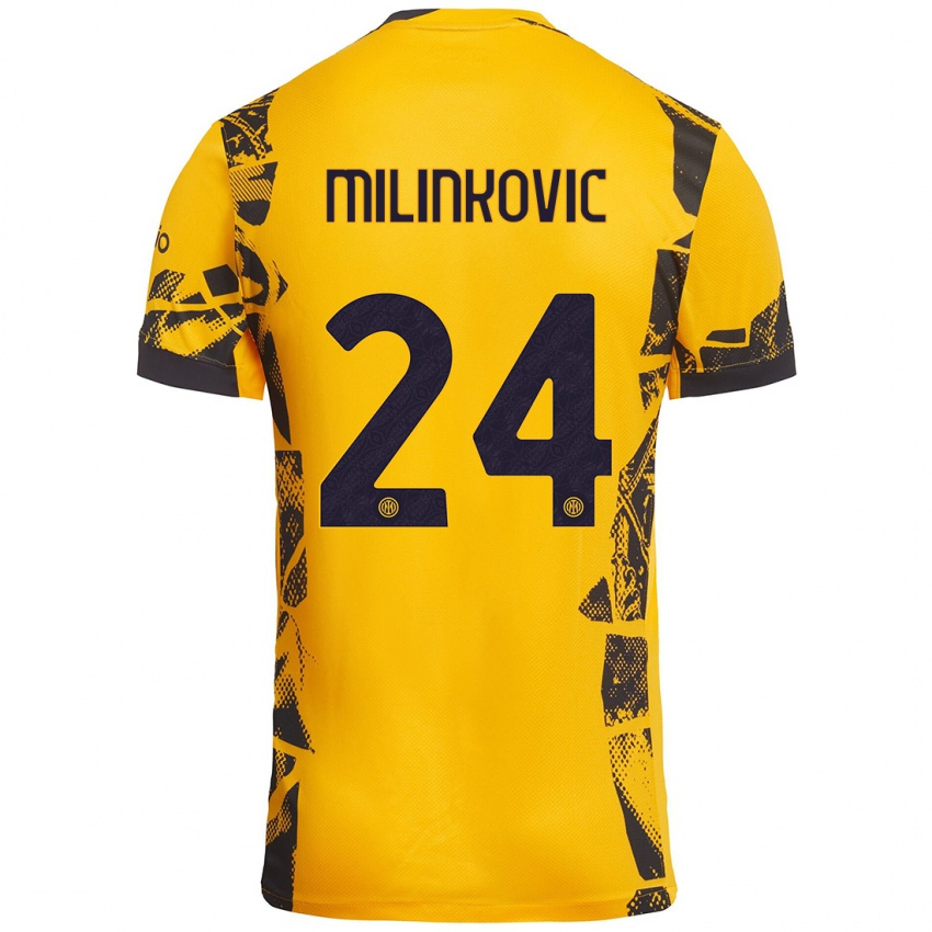 Uomo Maglia Marija Milinković #24 Oro Nero Kit Gara Third 2024/25 Maglietta