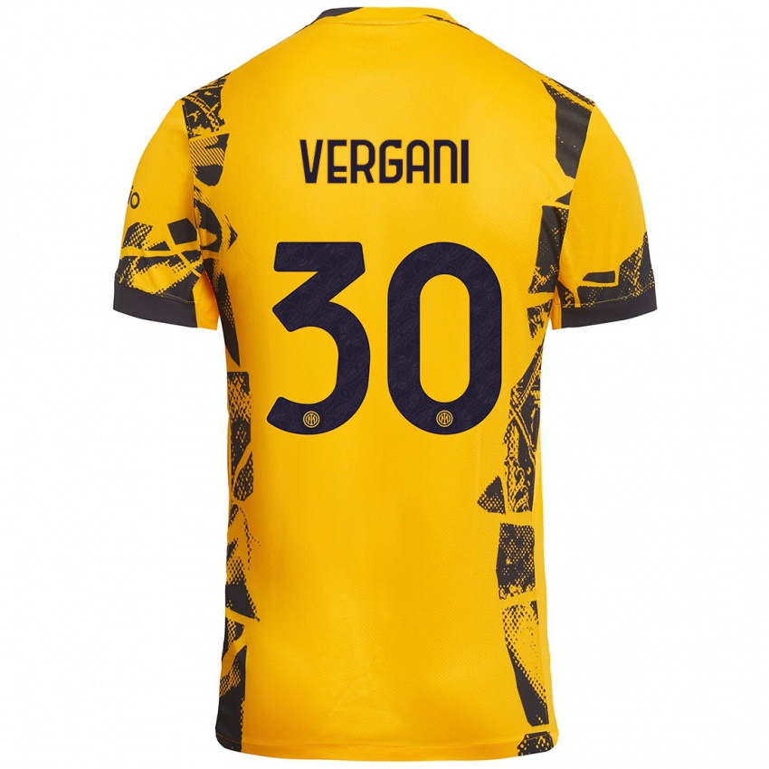 Uomo Maglia Bianca Vergani #30 Oro Nero Kit Gara Third 2024/25 Maglietta