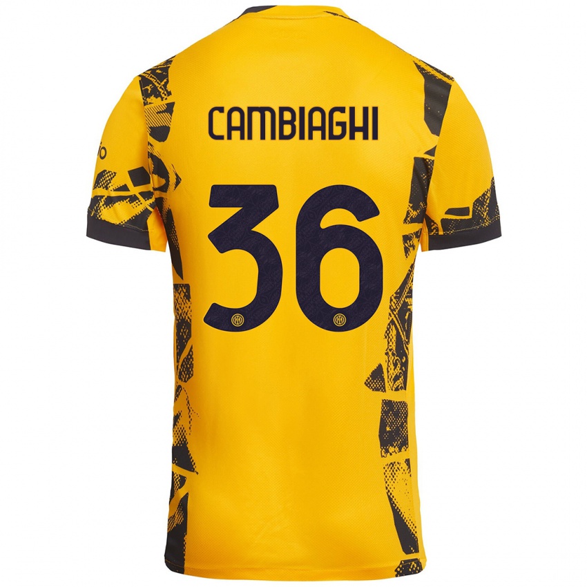 Uomo Maglia Michela Cambiaghi #36 Oro Nero Kit Gara Third 2024/25 Maglietta