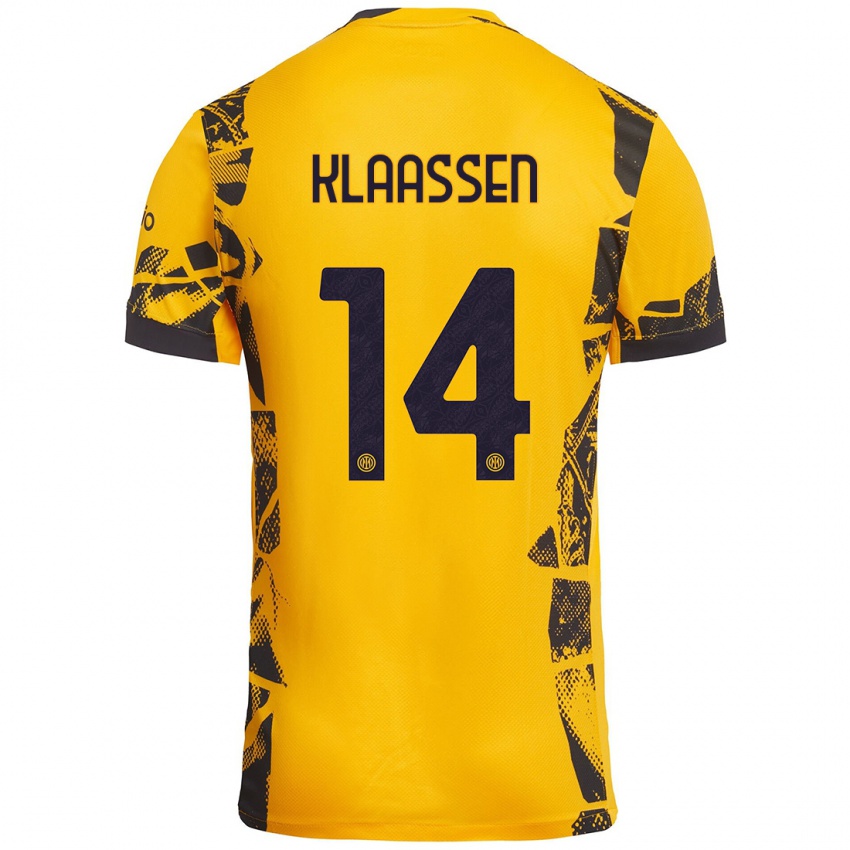 Uomo Maglia Davy Klaassen #14 Oro Nero Kit Gara Third 2024/25 Maglietta