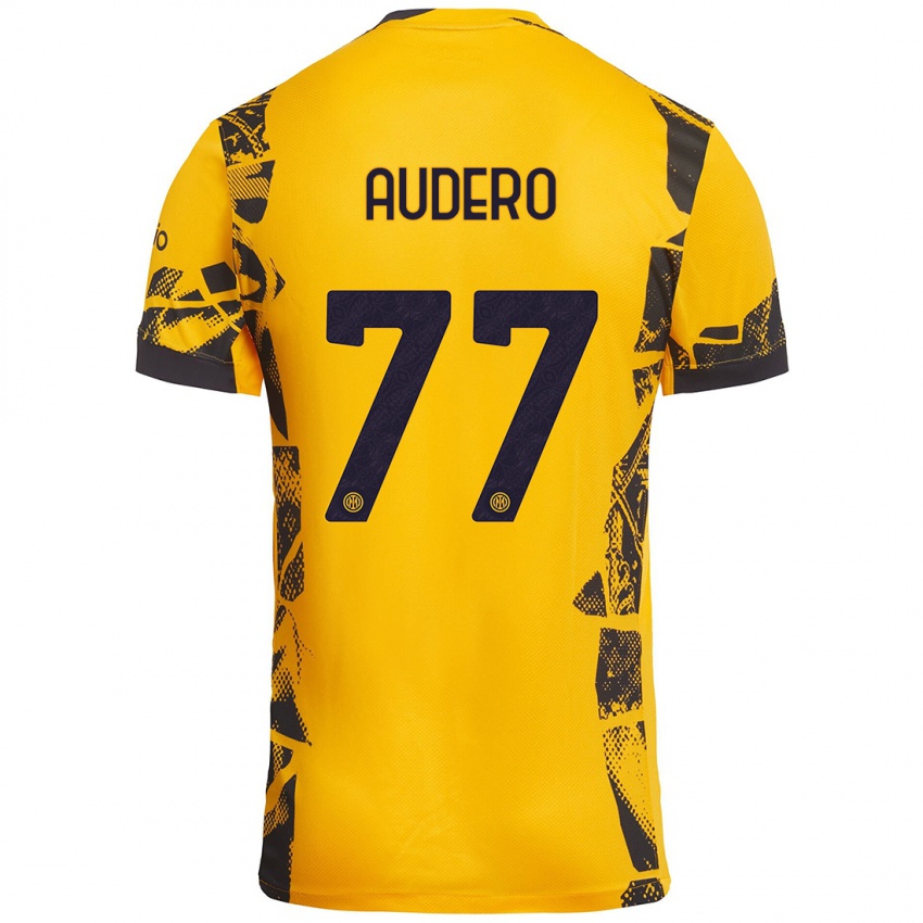 Uomo Maglia Emil Audero #77 Oro Nero Kit Gara Third 2024/25 Maglietta