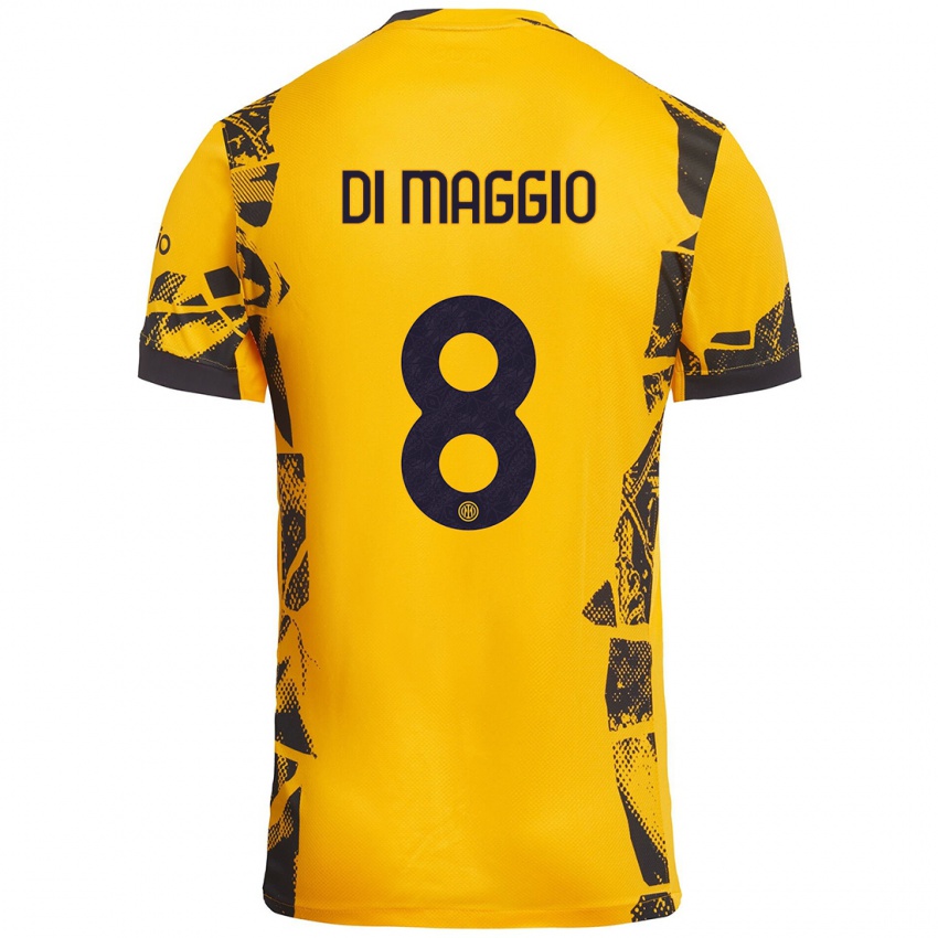 Uomo Maglia Luca Di Maggio #8 Oro Nero Kit Gara Third 2024/25 Maglietta