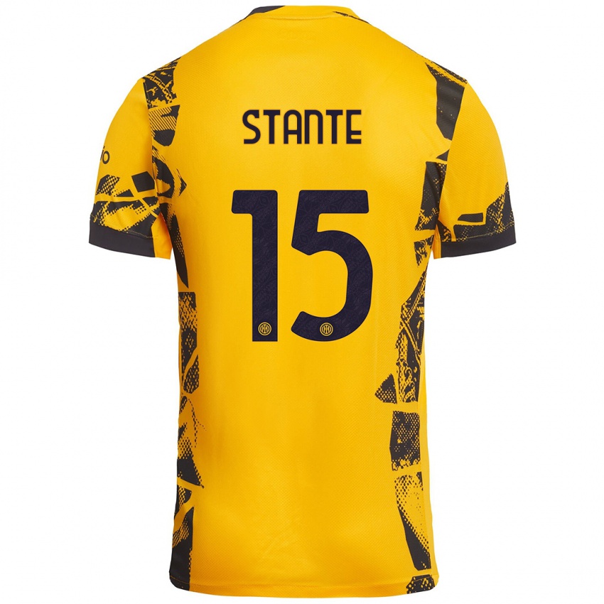 Uomo Maglia Francesco Stante #15 Oro Nero Kit Gara Third 2024/25 Maglietta