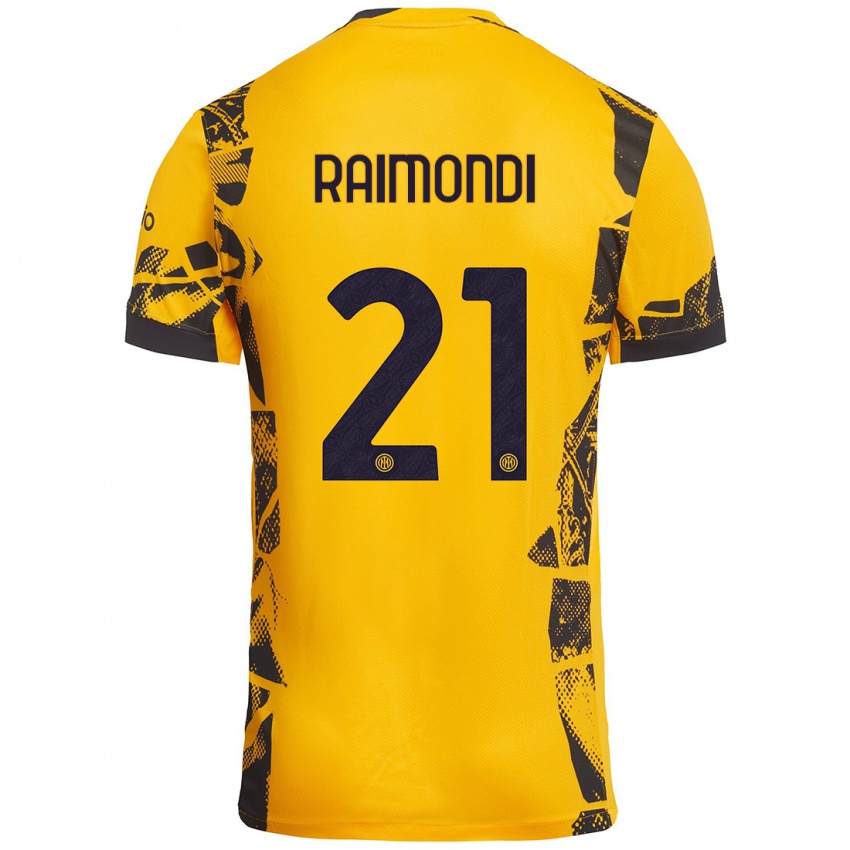 Uomo Maglia Paolo Raimondi #21 Oro Nero Kit Gara Third 2024/25 Maglietta