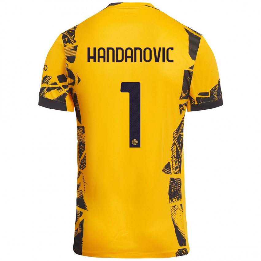 Uomo Maglia Samir Handanovic #1 Oro Nero Kit Gara Third 2024/25 Maglietta