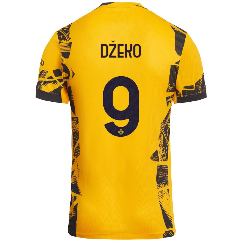 Uomo Maglia Edin Dzeko #9 Oro Nero Kit Gara Third 2024/25 Maglietta