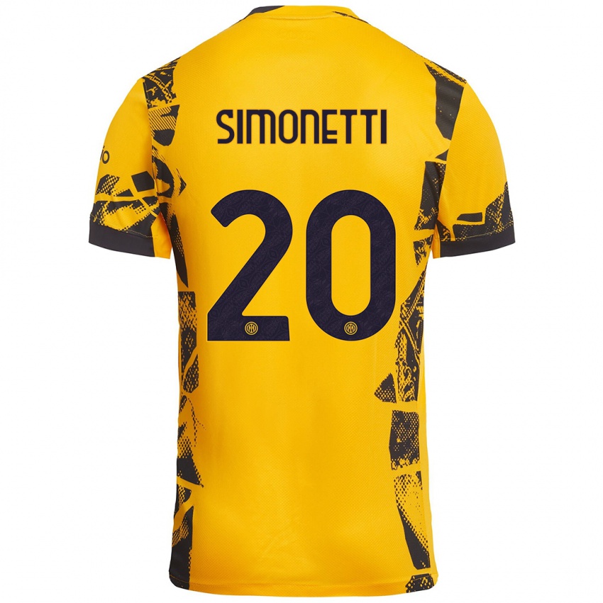 Uomo Maglia Flaminia Simonetti #20 Oro Nero Kit Gara Third 2024/25 Maglietta