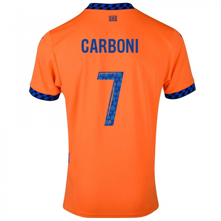 Uomo Maglia Valentín Carboni #7 Arancione Blu Scuro Kit Gara Third 2024/25 Maglietta