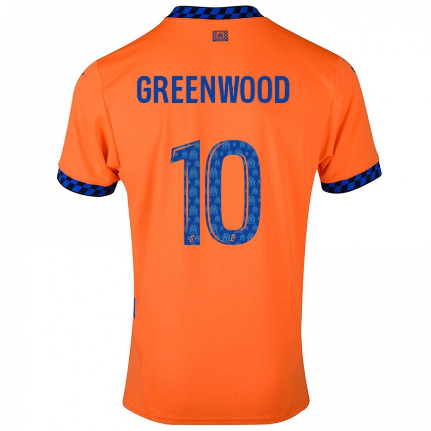 Uomo Maglia Mason Greenwood #10 Arancione Blu Scuro Kit Gara Third 2024/25 Maglietta