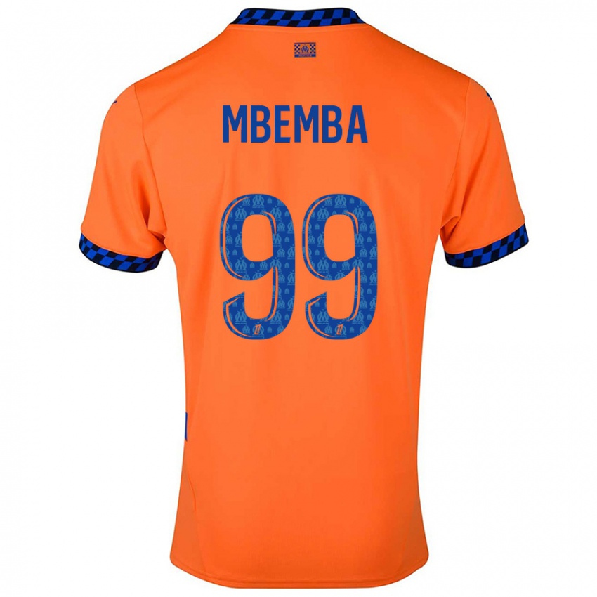 Uomo Maglia Chancel Mbemba #99 Arancione Blu Scuro Kit Gara Third 2024/25 Maglietta