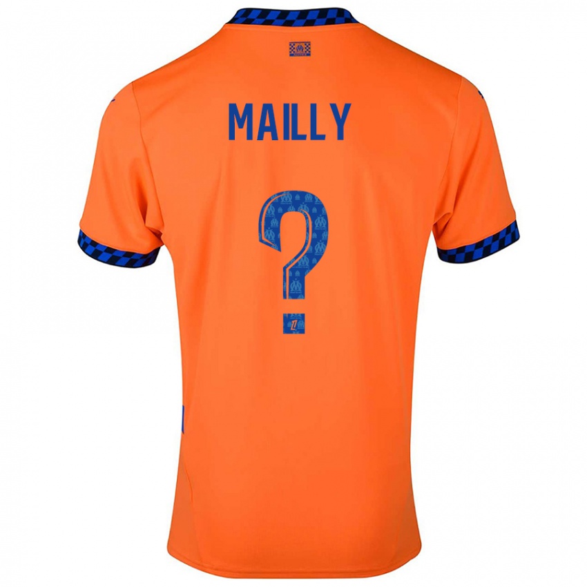 Uomo Maglia Evan Mailly #0 Arancione Blu Scuro Kit Gara Third 2024/25 Maglietta