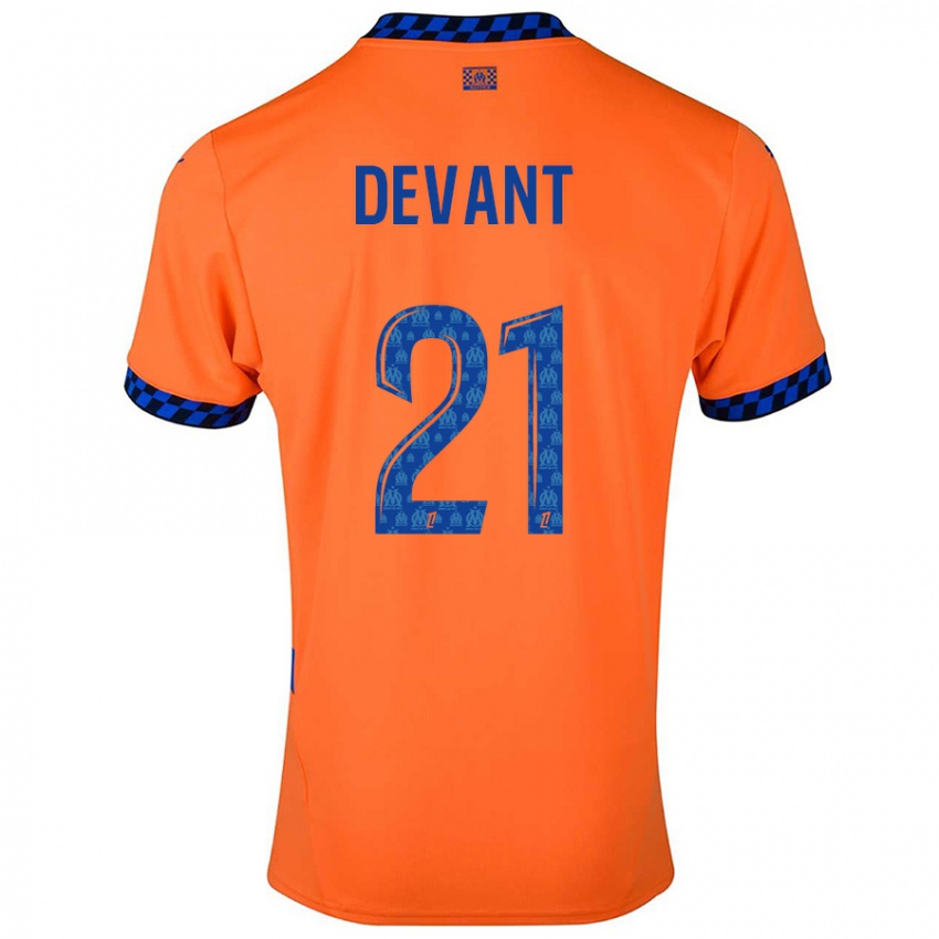 Uomo Maglia Caroline Devant #21 Arancione Blu Scuro Kit Gara Third 2024/25 Maglietta