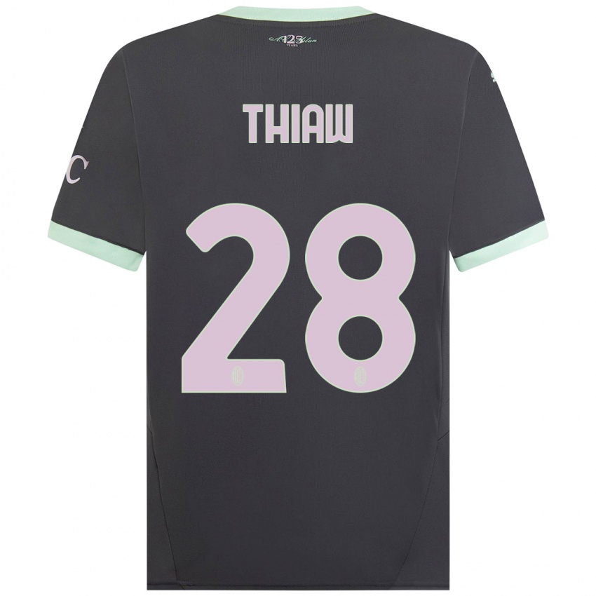 Uomo Maglia Malick Thiaw #28 Grigio Kit Gara Third 2024/25 Maglietta