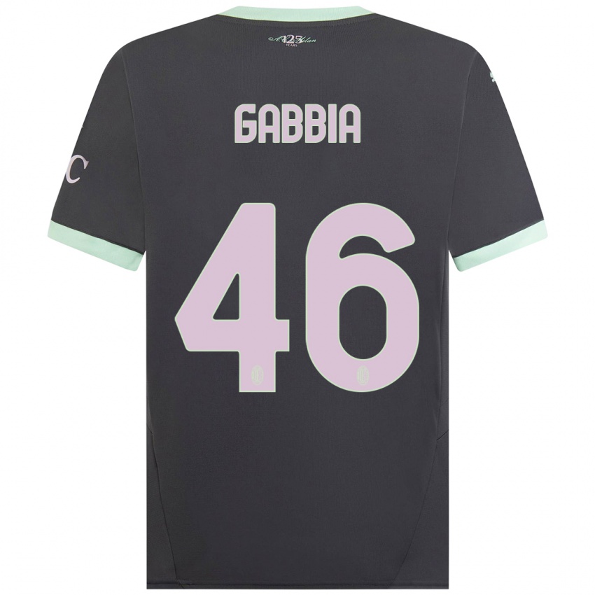 Uomo Maglia Matteo Gabbia #46 Grigio Kit Gara Third 2024/25 Maglietta