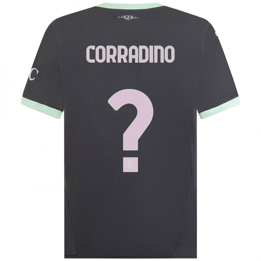 Uomo Maglia Riccardo Corradino #0 Grigio Kit Gara Third 2024/25 Maglietta