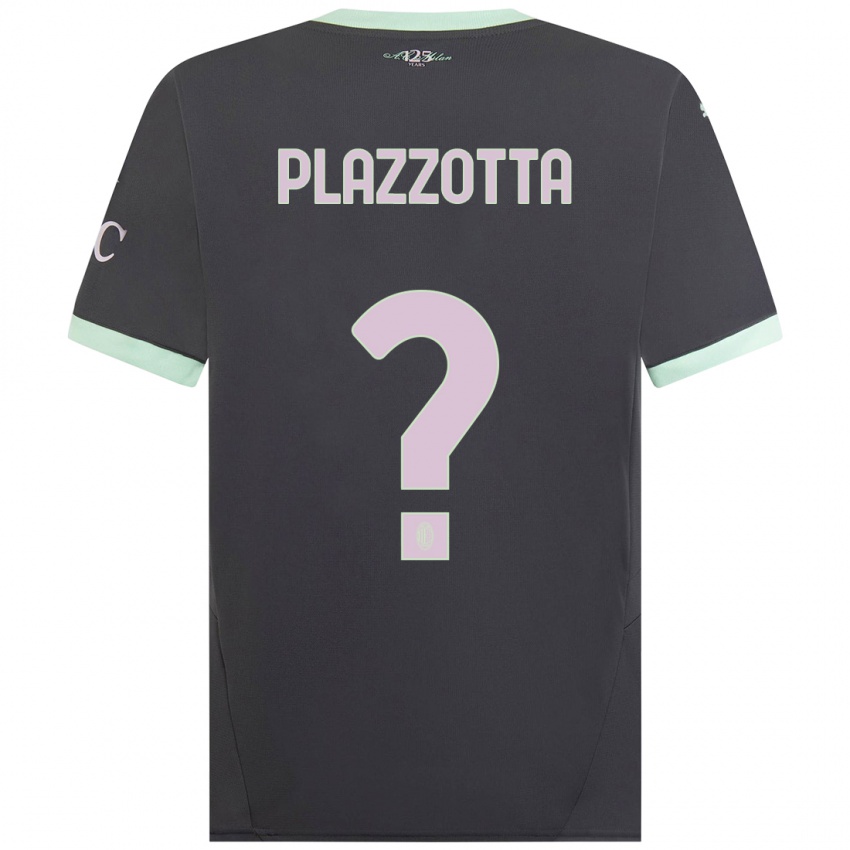 Uomo Maglia Filippo Plazzotta #0 Grigio Kit Gara Third 2024/25 Maglietta