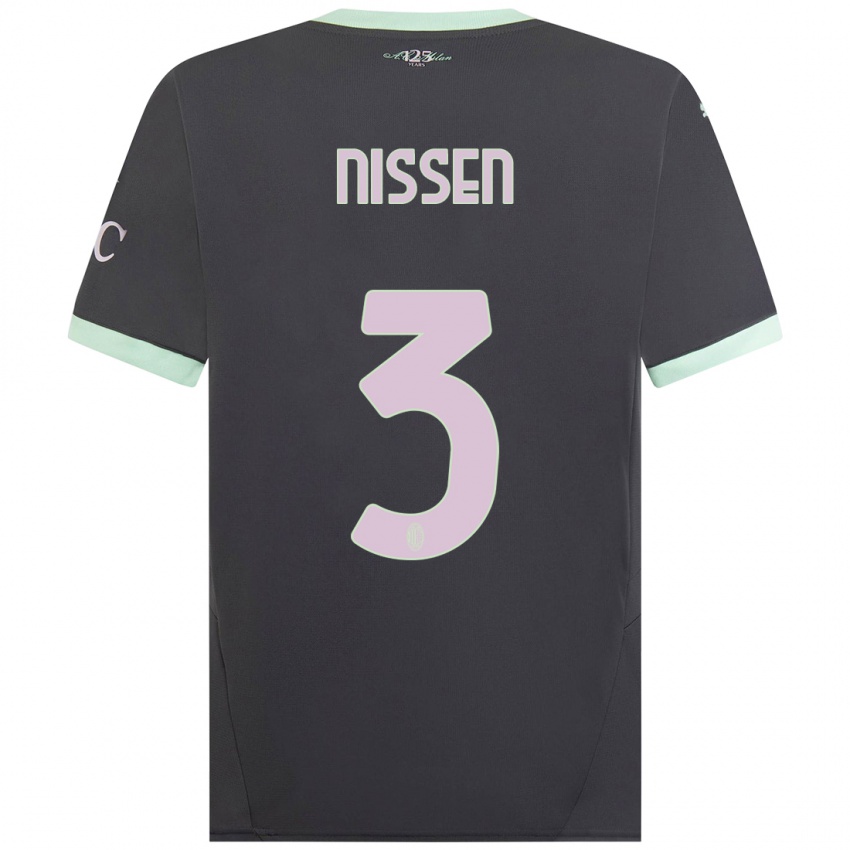 Uomo Maglia Fredrik Nissen #3 Grigio Kit Gara Third 2024/25 Maglietta