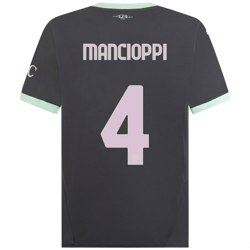 Uomo Maglia Tommaso Mancioppi #4 Grigio Kit Gara Third 2024/25 Maglietta