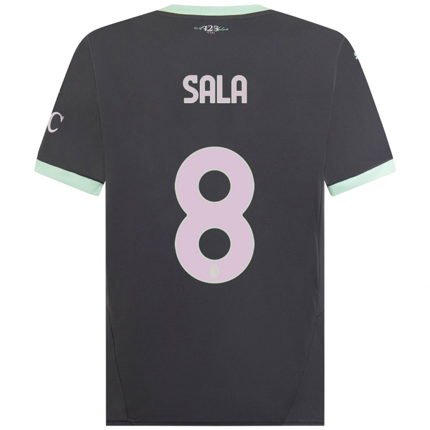 Uomo Maglia Emanuele Sala #8 Grigio Kit Gara Third 2024/25 Maglietta